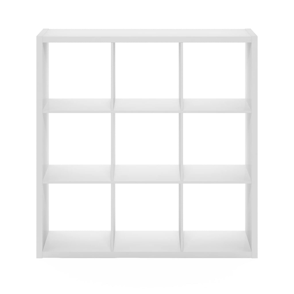 Furinno Cubicle Open Back Decorative Cube Storage Organizer, 9-Cube, White