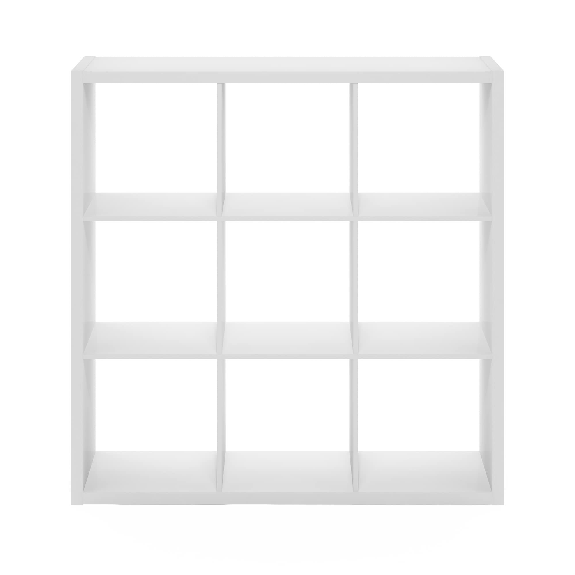 Furinno Cubicle Open Back Decorative Cube Storage Organizer, 9-Cube, White