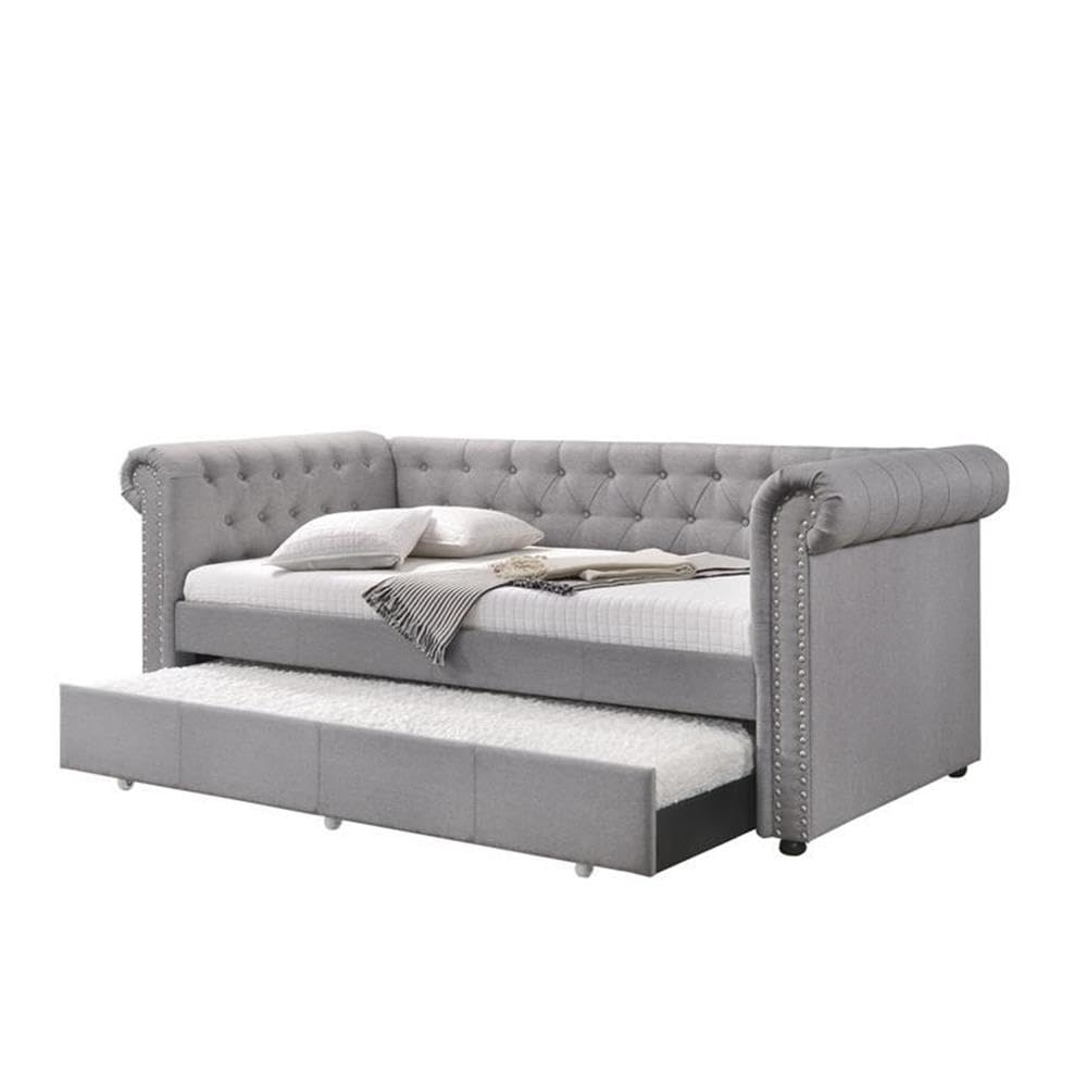 Acme Justice Daybed & Trundle (Twin Size) in Smoke Gray Fabric