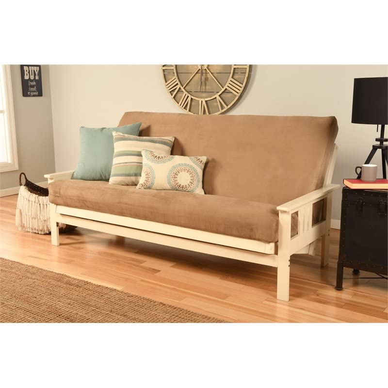 Kodiak Furniture Monterey Antique White Sofa with Suede Peat Tan Mattress