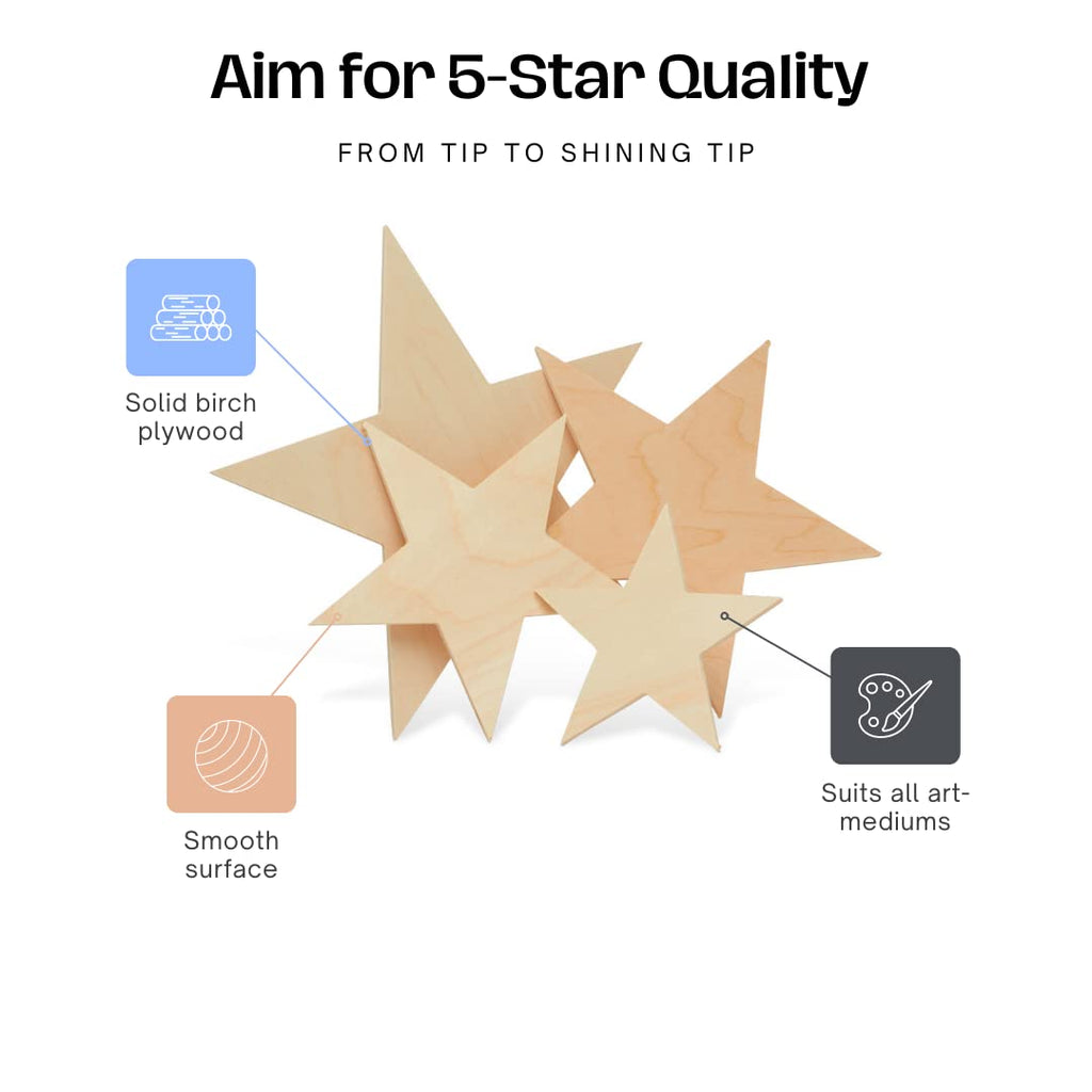 Large Wooden Stars, Star Cut Outs, Use As Star Wall D  Cor And Patriotic D  Cor, Unfinished Wood Crafts, 23 Inch, Pack Of 1