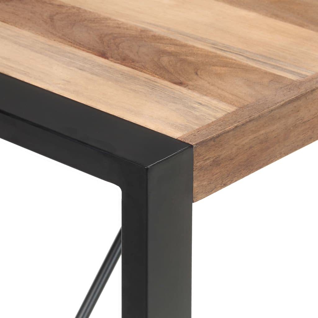 vidaXL Solid Wood Dining Table with Industrial Look, Sheesham Finish - Traditional Rectangular Brown and Black Table