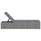 vidaXL Sun Lounger with Cushion - Adjustable, Outdoor-Ready Poly Rattan Sunbed in Gray - Weather-Resistant, Easy-Clean Furniture for Poolside, Patio, Balcony or Camping