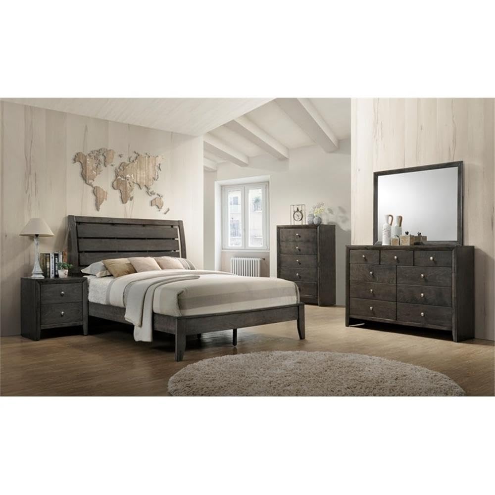 Acme Ilana Wooden Rectangular Nightstand with 2 Drawers in Gray