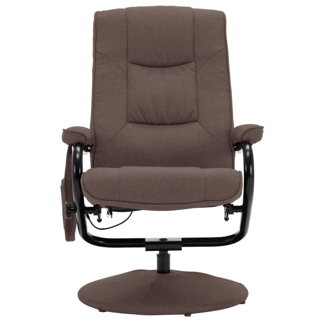 vidaXL Fabric Massage Recliner Chair with Footrest - Brown Color, Adjustable Backrest, Heat Function, 8-Point Massage, Bundle Includes USB Connector (Power Source Not Included)