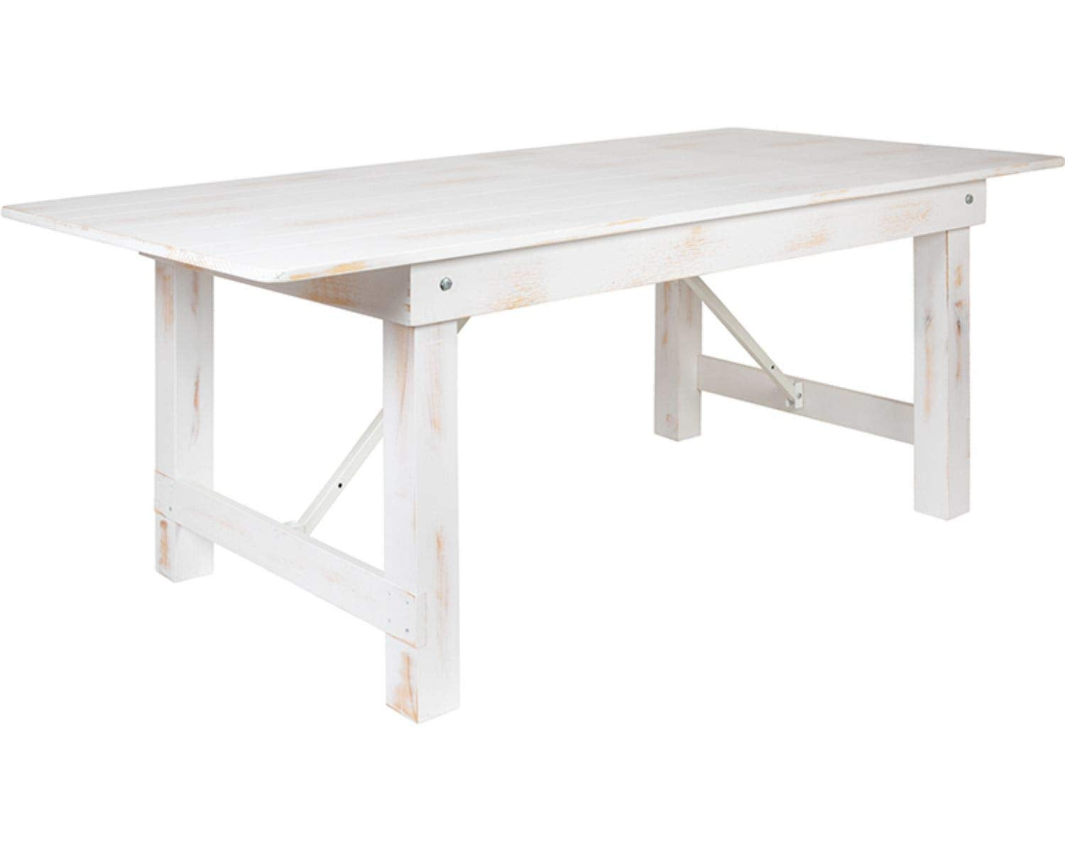 Flash Furniture Hercules Series 7' X 40&quot; Rectangular Antique Rustic White Solid Pine Folding Farm Table