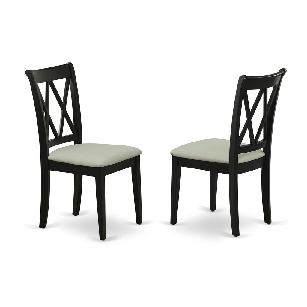 East West Furniture Lgcl9-Blk-C 9 Piece Dining Room Table Set Includes A Rectangle Kitchen Table With Butterfly Leaf And 8 Linen Fabric Upholstered Dining Chairs, 42X84 Inch, Black