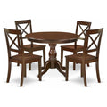 East West Furniture HBBO5-MAH-W 5 Piece Dining Set Includes a Round Dining Table with Pedestal and 4 Kitchen Chairs, 42x42 Inch,