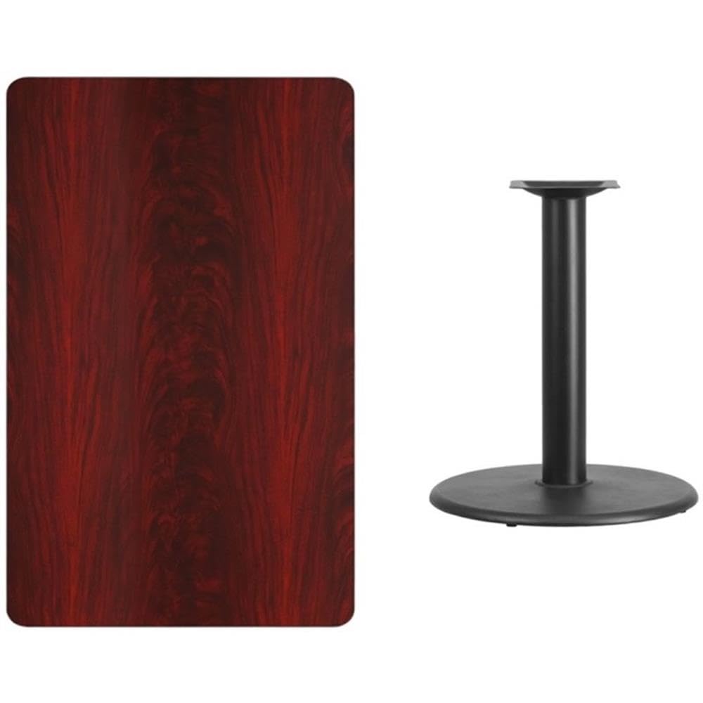 Flash Furniture 30'' X 48'' Rectangular Mahogany Laminate Table Top With 24'' Round Table Height Base