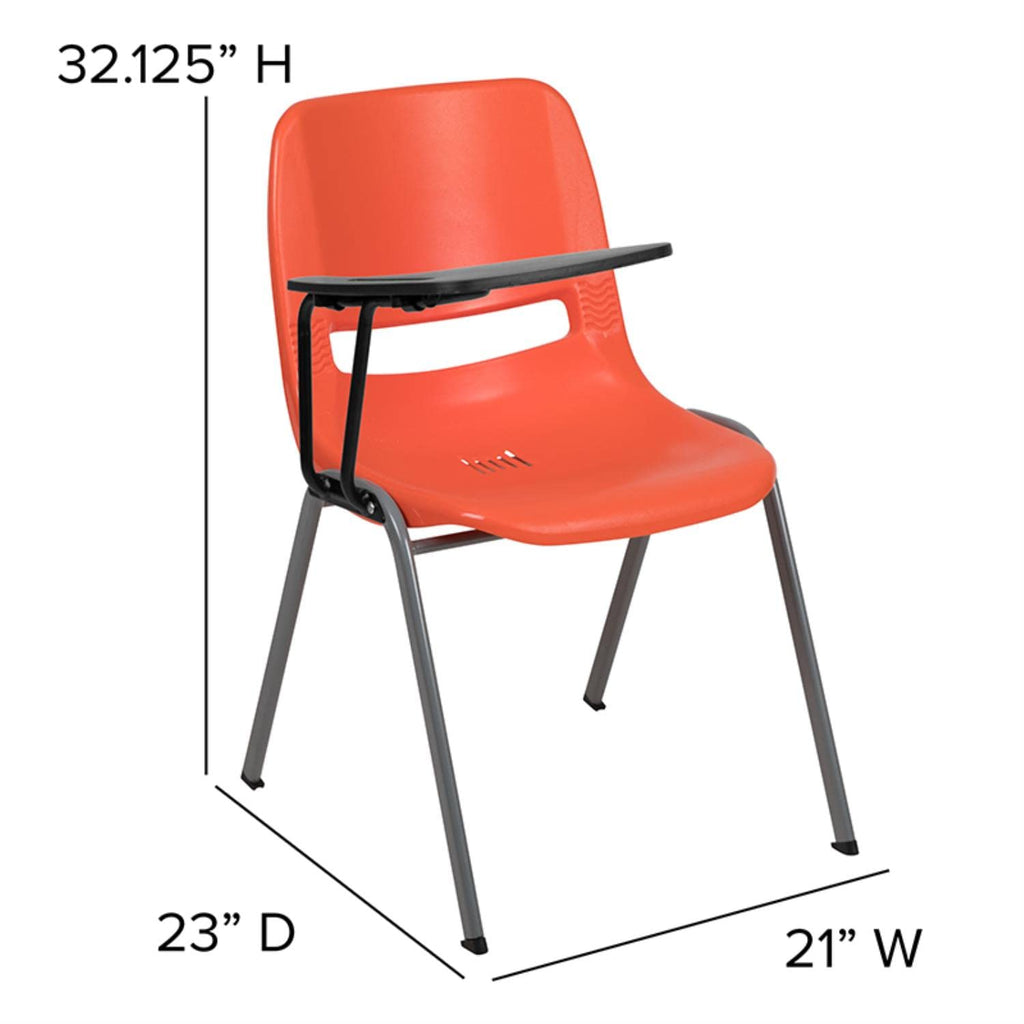 Flash Furniture Hercules Orange Ergonomic Shell Chair With Right Handed Flip-Up Tablet Arm
