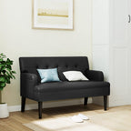 vidaXL 44" W Small Loveseat, Faux Leather Sofa with Armrests & Wooden Feet, Modern 2 Seater Couch for Small Spaces, Ideal for Living Room & Bedroom, Black