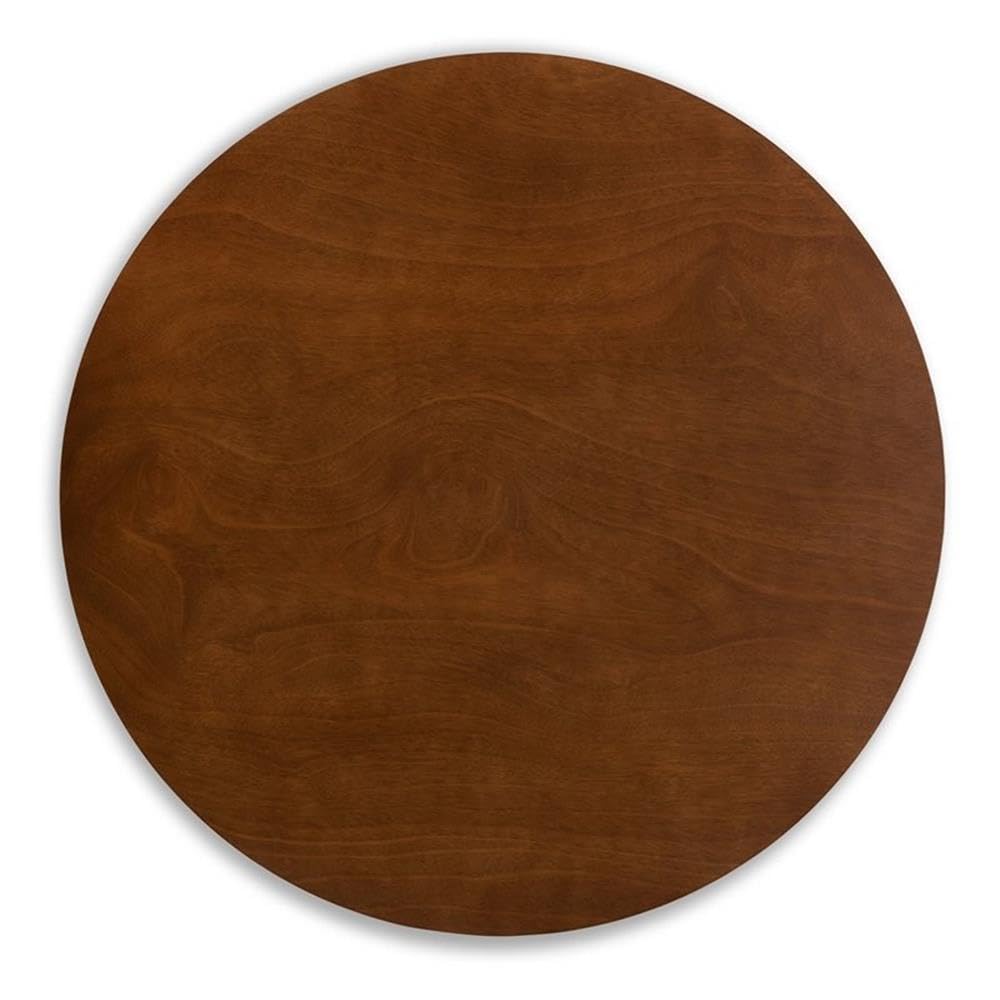 Baxton Studio 5-Piece Philip Light Beige and Walnut Brown Dining Table Set, Round Wood/Light Beige and Walnut Brown