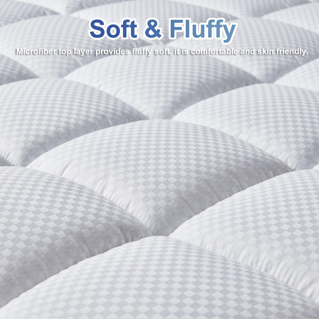 Matbeby Bedding Quilted Fitted Full Mattress Pad Cooling Breathable Fluffy Soft Mattress Pad Stretches Up To 21 Inch Deep, Full