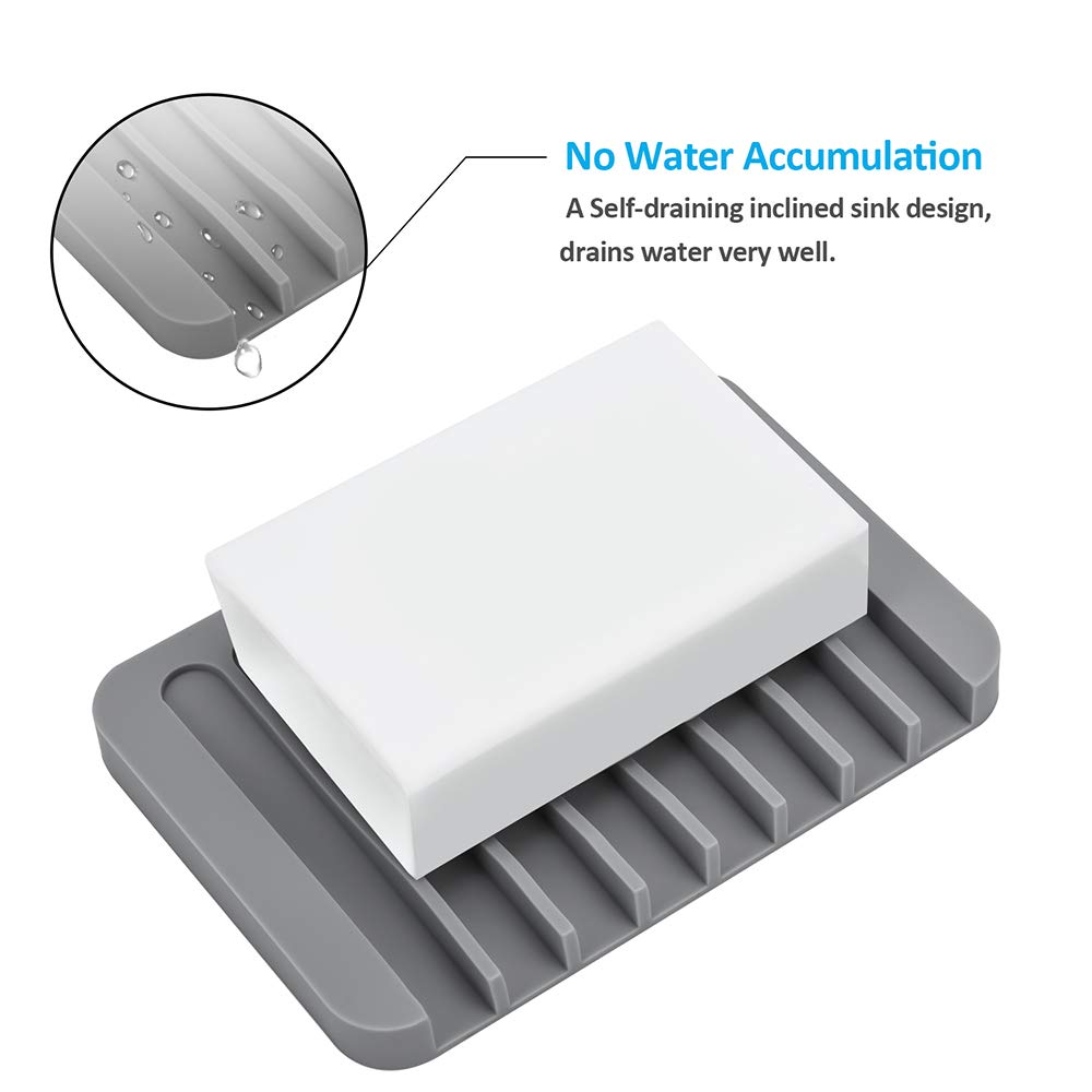 2Pcs Mcyye Self Draining Soap Dishes, Premium Silicone Soap Holder & Saver For Shower, Bathroom, Kitchen, Bath Tub, Razor, Spong