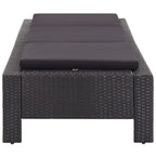 vidaXL Sunbed in Black Poly Rattan with Cushion - Adjustable, Weather-Resistant Outdoor Lounger for Patio, Poolside, Campsite Relaxing Furniture
