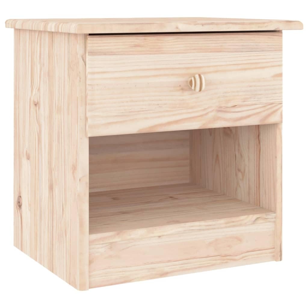 vidaXL Solid Pine Wood Bedside Cabinet ALTA - Stylish Wooden Drawer Bedside Table with Ample Storage Space, Easy Maintenance, Natural Finish, 16.1&quot;x13.8&quot;x21.9&quot;