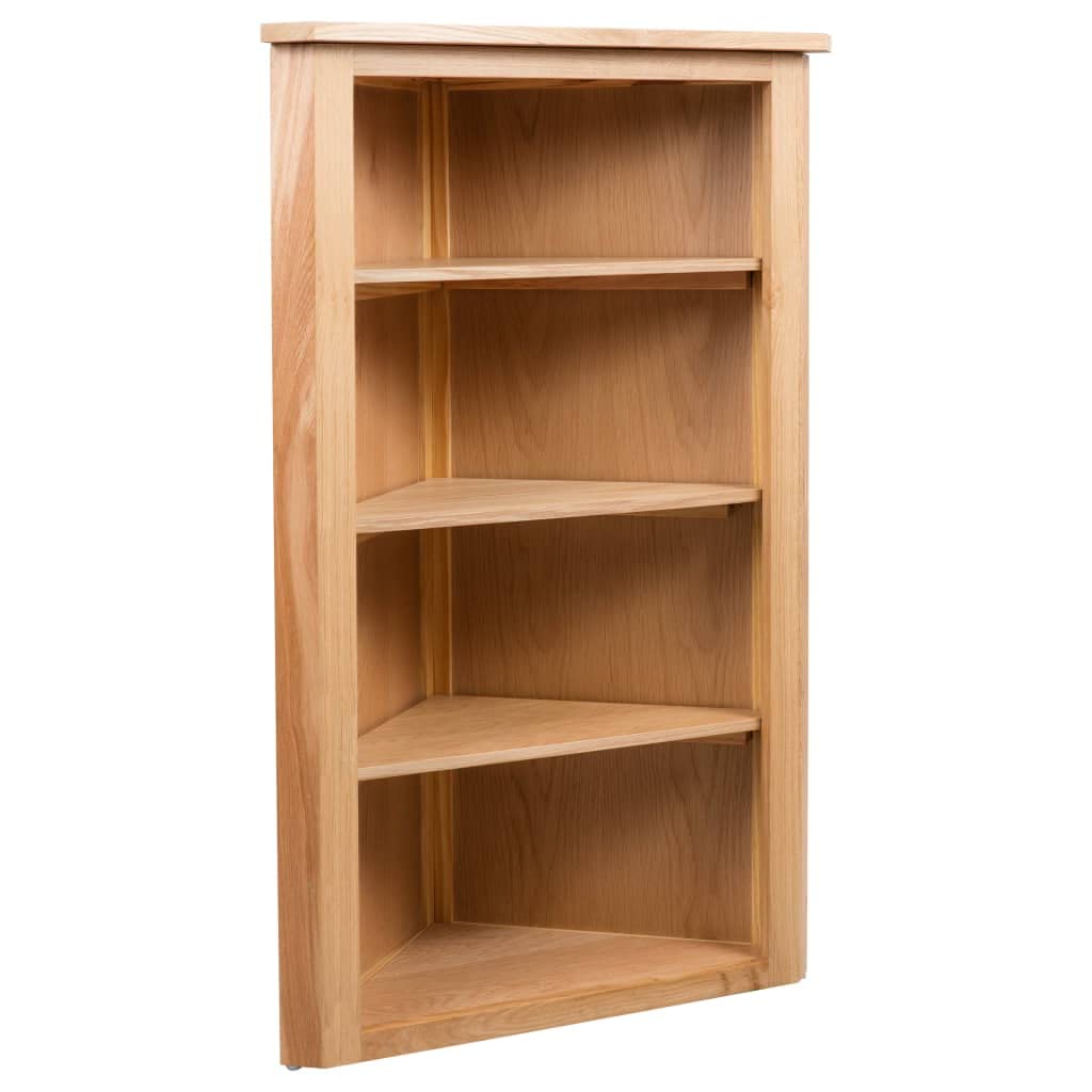 vidaXL Solid Oak Wood Corner Shelf - Thumbnail 3