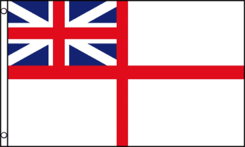 Quality Standard Flags Uk White Ensign Polyester Flag, 3 By 5'