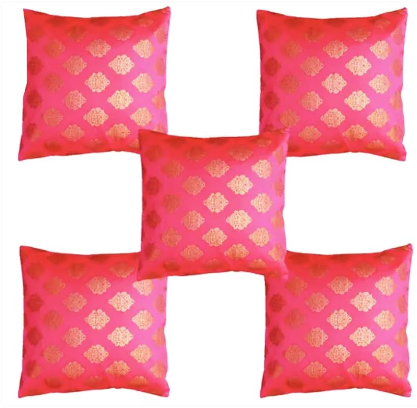 Vireo Jaipur Silk Multicolour 16X16 Inch Cushion Cover Set Of 5 Pcs Ss176