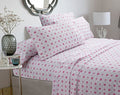 Cozy Line Home Fashions Pink Greta Pastel Floral Sheets Set, Brushed Microfiber - Wrinkle, Fade, Stain Resistant - 4 Piece (Full