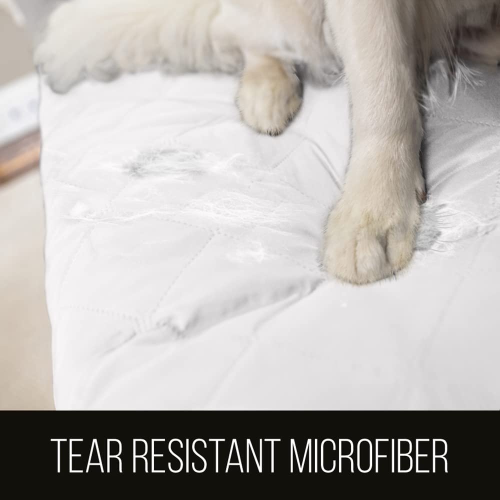 Sofa Shield Patented Couch Slip Cover, Large Cushion Protector, Reversible Stain And Dog Tear Resistant Slipcover, Quilted Microfiber 62” Seat, Washable Covers For Dogs Pets Kids, White