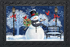 Briarwood Lane Snowman Holiday Cheer Christmas Doormat Lampost Wreath Indoor Outdoor 30' X 18'