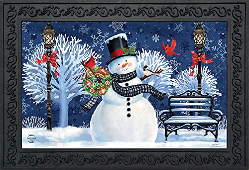 Briarwood Lane Snowman Holiday Cheer Christmas Doormat Lampost Wreath Indoor Outdoor 30' X 18'