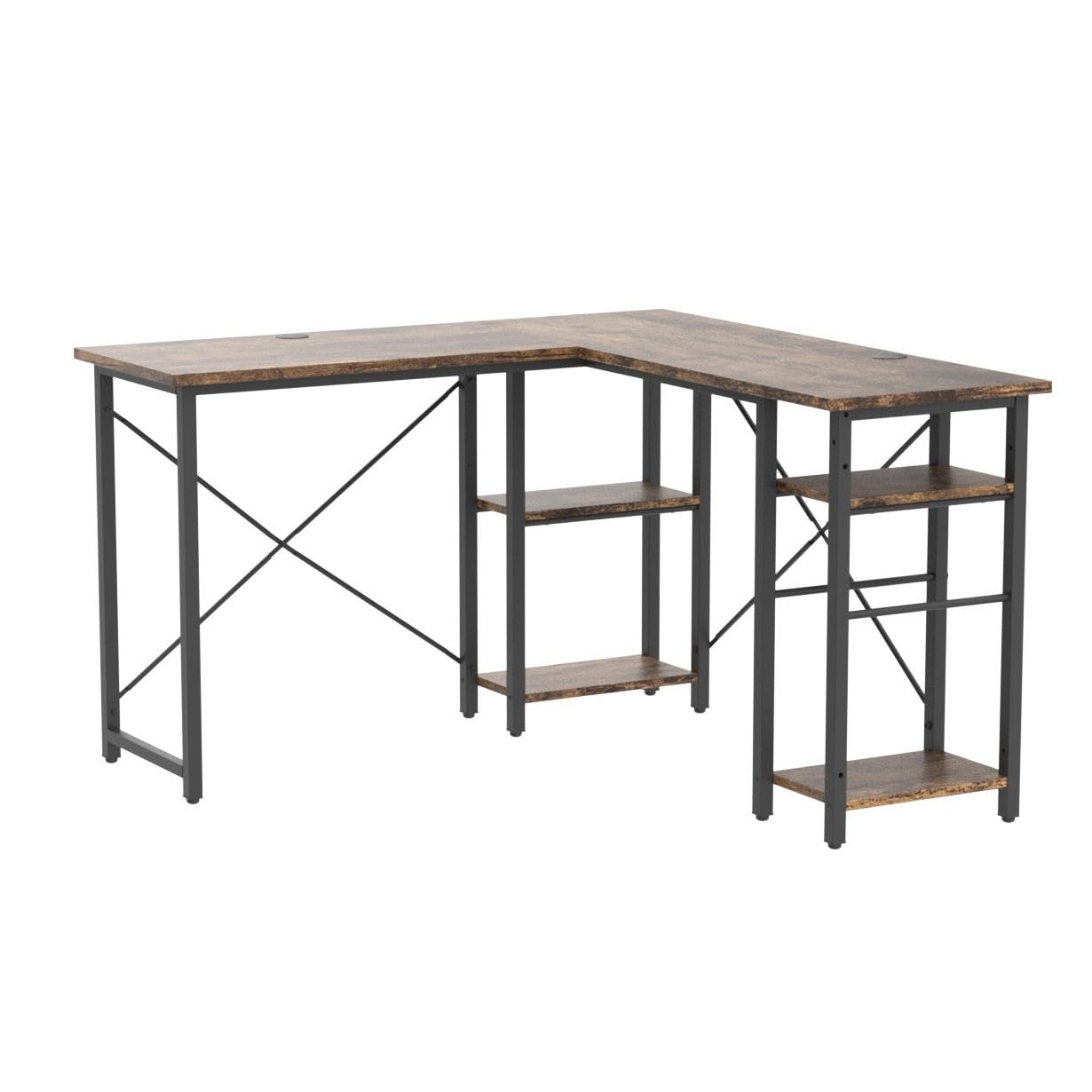 Bestier L Shaped Desk With Shelves 75 Inch Reversible Corner Computer Desk Or 2 Person Long Table, Writing Study Desk For Home Office Small Space Bedroom Apartment, Wash White