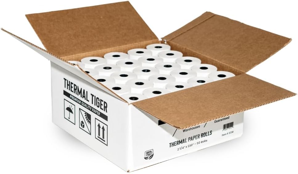 Thermal Tiger 3 1/8 X 230 Thermal Paper Receipt Rolls (30 Rolls) - Bpa-Free Compatible With 60+ Printer Models, Crisp Black Imag