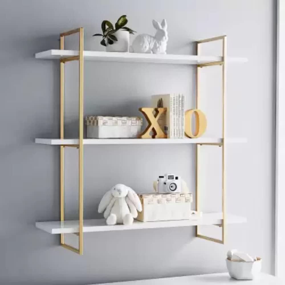 Device Bas with BROWN ART SHOPPEE 3 Tier Metal&Engineered Wood Home Floating Shelves for Wall Dcor Storage,Wall Shelfs,Wall Moun