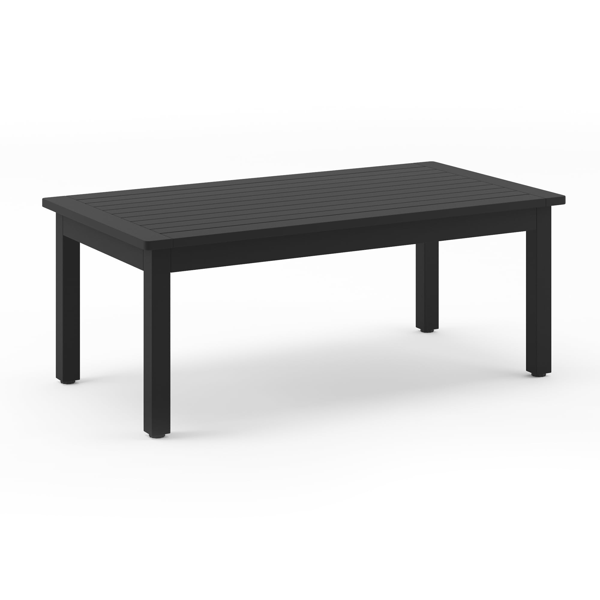 Lue Bona Outdoor Coffee Table, Hdps Black Patio Coffee Tables For Outside Rectangle, Adjustable Levelling Feet/Weather Resistant, Patio Table For Deck, Pool, Balcony, Indoor Or Outdoor Use