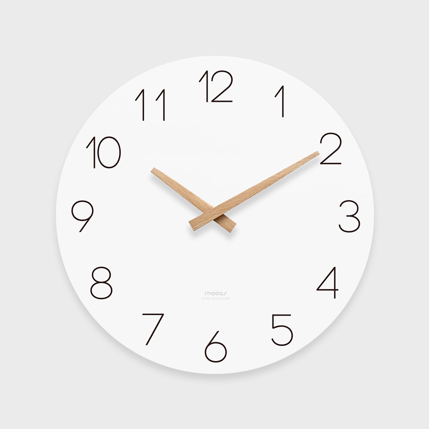 mooas Flatwood Wall Clock (Wood Mini), 9.8 Wood Wall Clock Non-Ticking Sweep Movement Decorative Wall Clock Battery Operated Wal