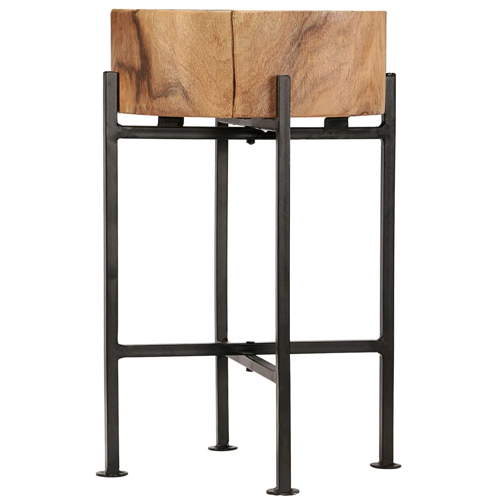 vidaXL Industrial Style Side Table Set - Solid Acacia Wood Tables with Sturdy Steel Frames - Comes in Two Different Sizes - Unique Wood Grain Patterns - Easy to Assemble