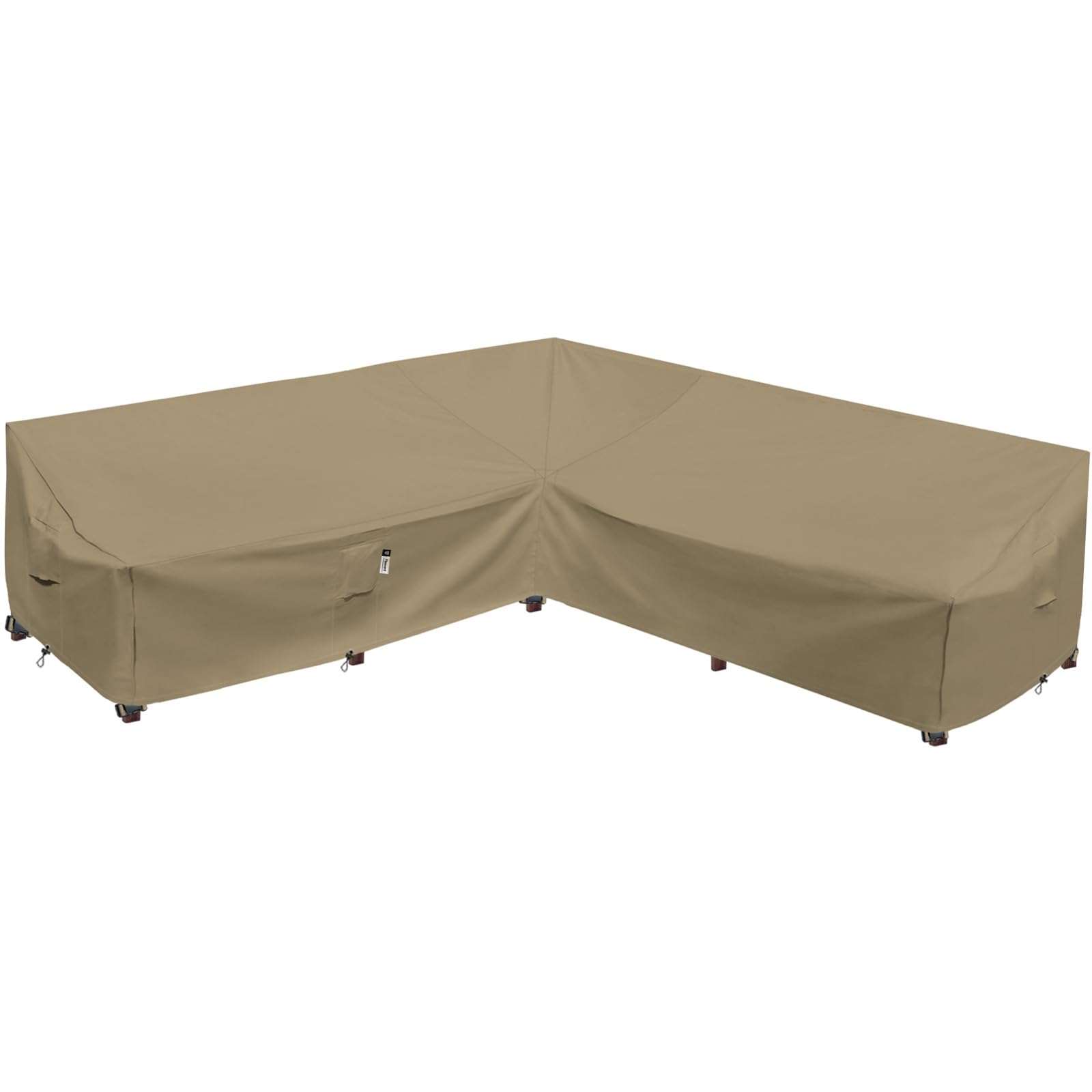 Flexiyard Heavy Duty Outdoor Sectional Sofa Cover, 115'X115' Waterproof 600D Patio Sectional Couch Cover, V-Shaped Lawn Winter