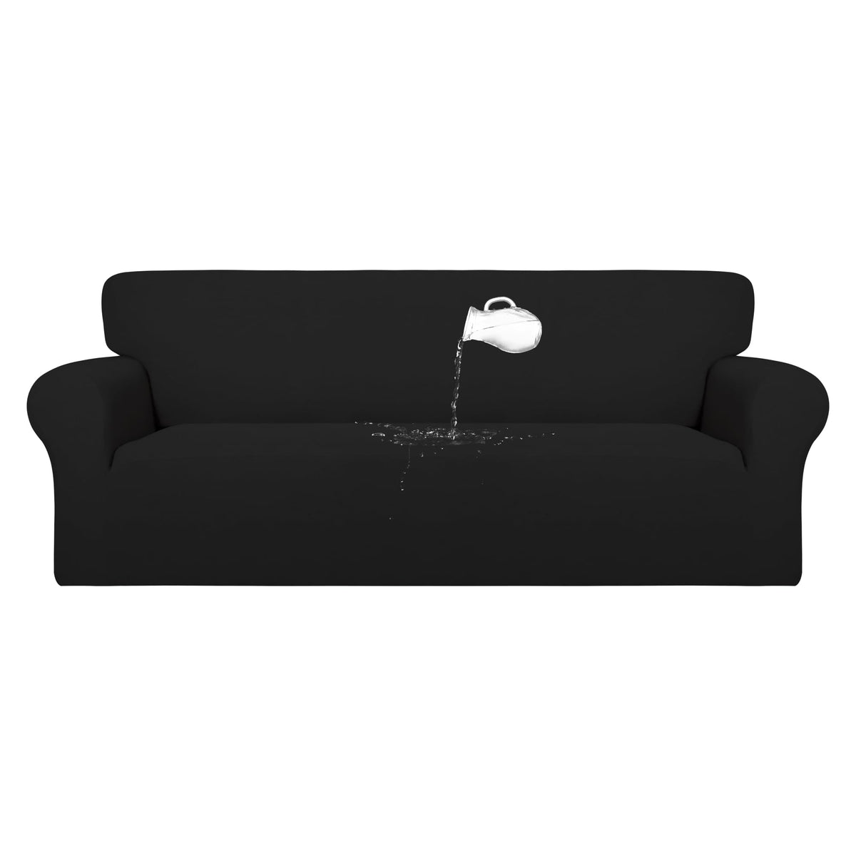 Purefit 100% Dual Waterproof Couch Cover Slipcovers For Couches And Sofas - Stretch Non Slip Fleece Sofa Covers Washable, Leakproof Furniture Protector For Kids, Pets, Dog (Sofa, Black)