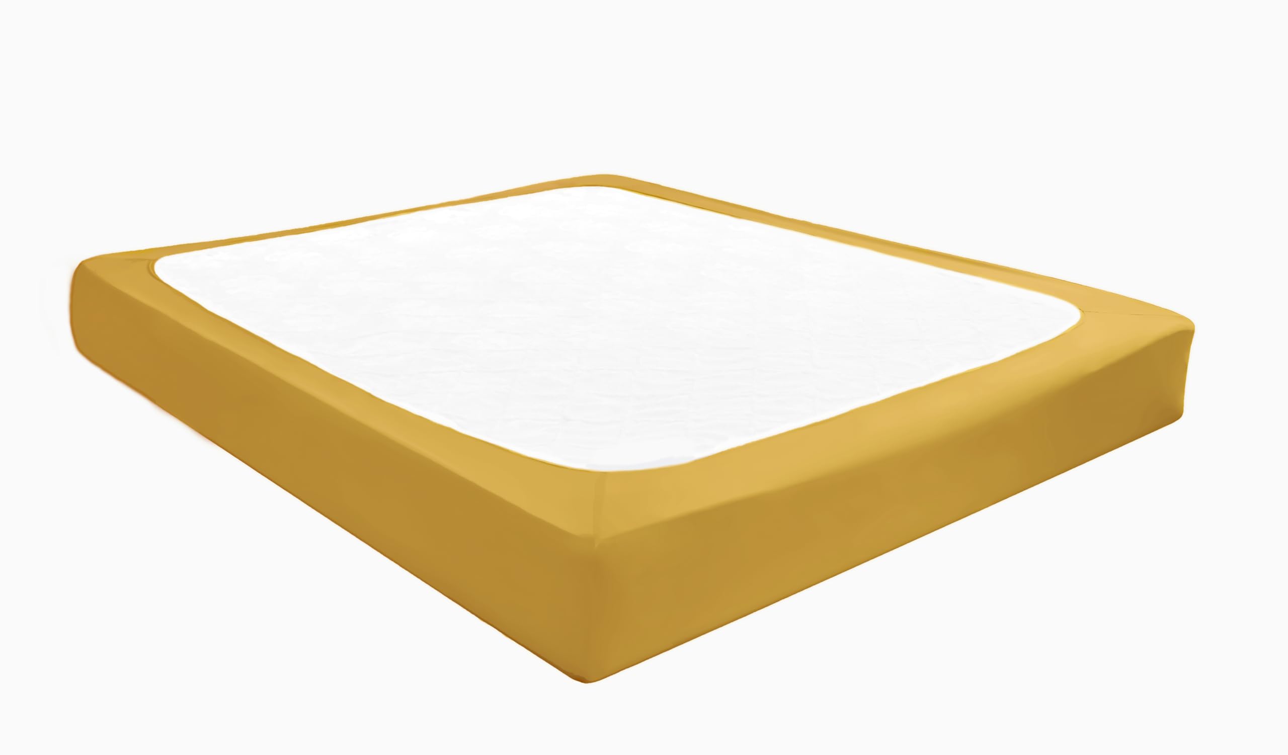 Biscaynebay Decorative Box Spring Cover Full & Full Xl Size, Gold Luxurious Jersey Knitting Stretchy Wrap Around 4 Sides Bed Skirt For Home/Hotels, Easy Fit Wrinkle & Fade Free Machine Washable