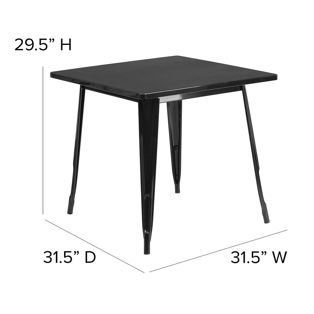 Flash Furniture Felix Commercial Grade 31.5" Square Black Metal Indoor-Outdoor Table