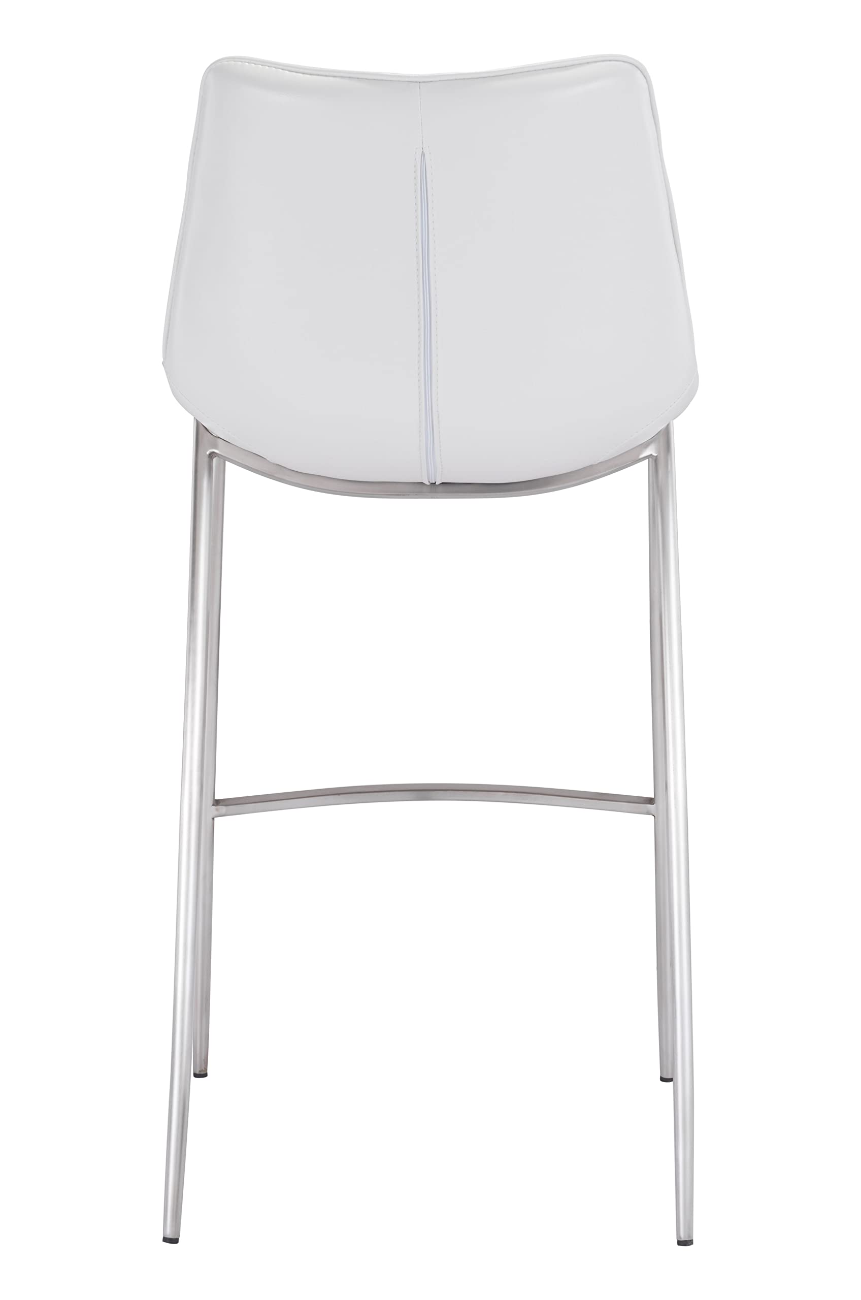 Magnus Bar Chair (Set of 2) White & Silver