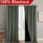 Nicetown 100% Blackout Curtains 120' Long, Pair Of Energy Smart & Noise Blocking Out Drapes For Baby Room Window, Thermal Insulated Guest Room Lined Window Dressing(Dark Mallard, 52' Wide)
