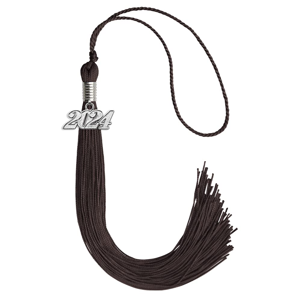 Endea Graduation Single Color Tassel with Silver Date Drop (Brown, 2024)
