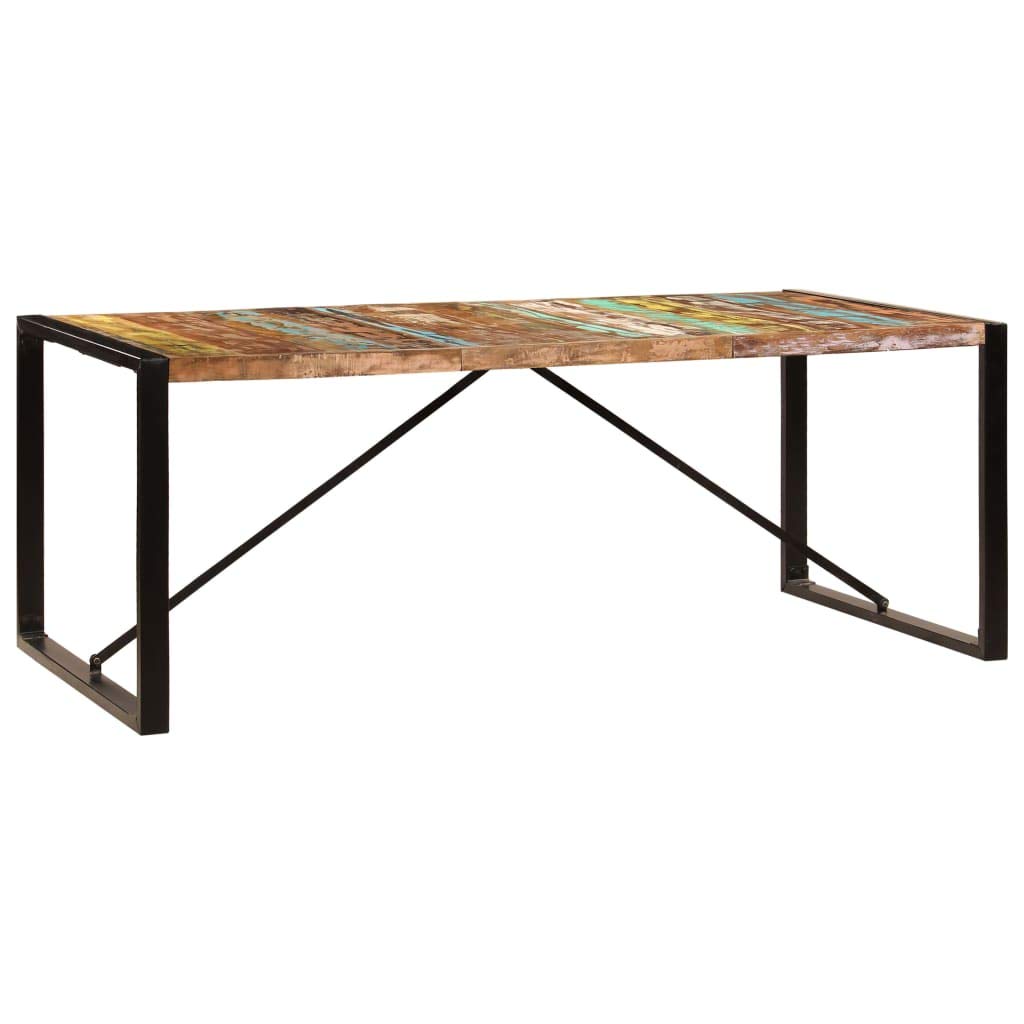vidaXL Solid Reclaimed Wood Dining Table - Rustic Charm, Handmade, Weather-Resistant, Powder-Coated Steel Legs, Multi-Colored