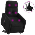 vidaXL Black Fabric Massage Power Lift Recliner Chair - Electric-Assisted Standing, Manual Reclining, Vibration Massage, Comfort Padding, and Side Pocket