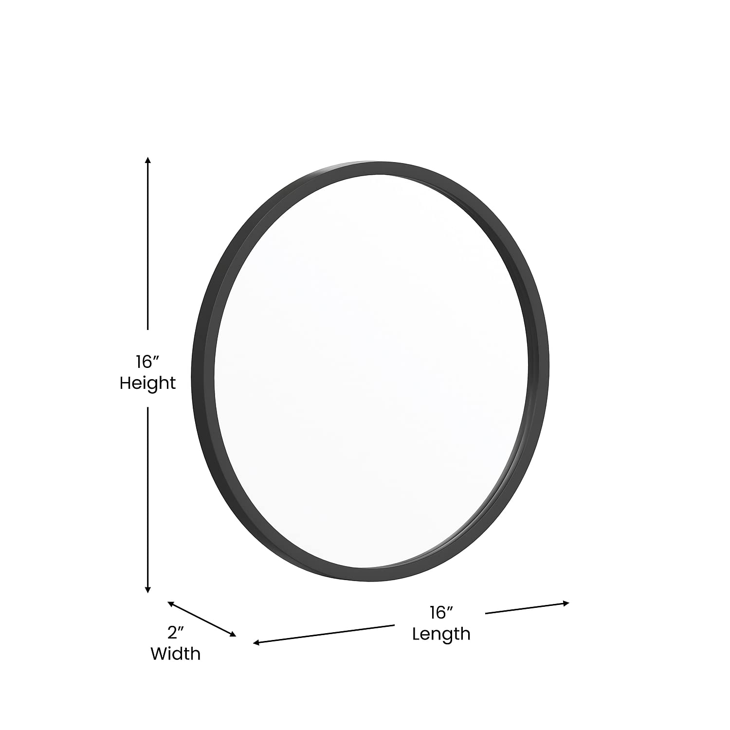 Flash Furniture Julianne Large Round Wall Mirror - Black Circle Accent Mirror - 16' Vanity Mirror - For Bathroom, Vanity, Entryway, Dining Room, & Living Room