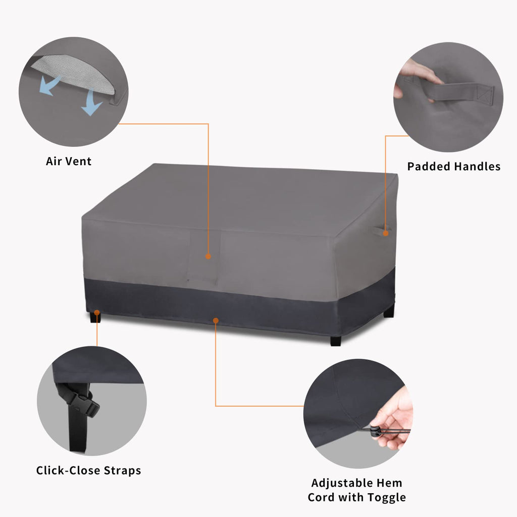 Easy-Going Outdoor Couch Cover, Heavy Duty 3-Seater Patio Sofa Cover, Windproof Outdoor Bench Cover, Durable Patio Furniture Cover (70Wx38Dx35H Inch, Gray/Dark Gray)