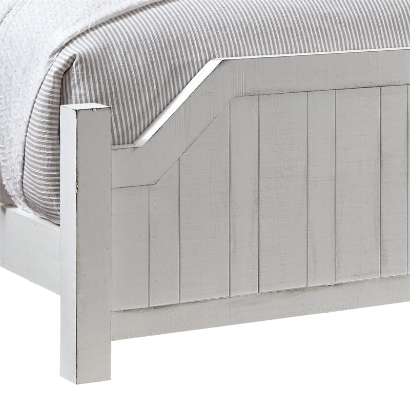Progressive Furniture Elmhurst King Post Bed Distressed Cotton White