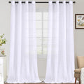 Natural Linen Blended Curtains Grommet Top Panels Privacy Added Window Panels for Bedroom Light Filtering Drapes for Living Room