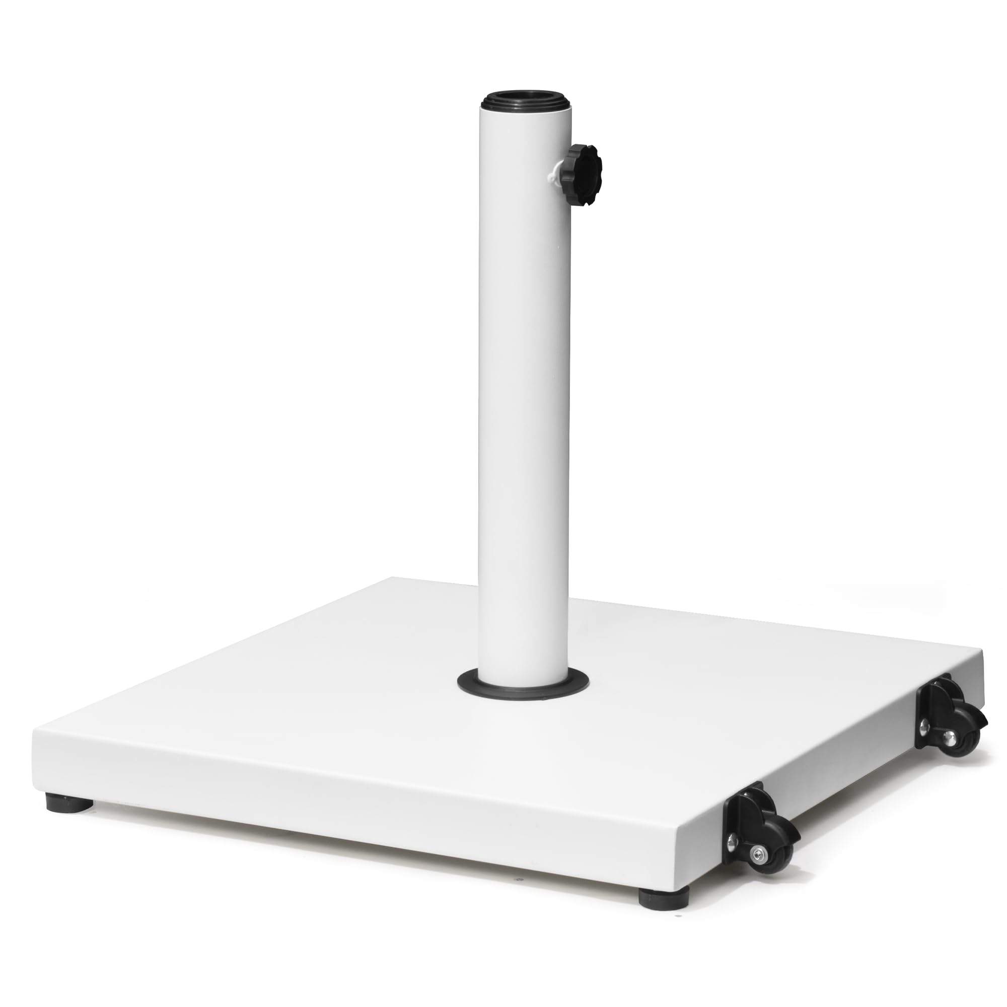 VredHom Patio Umbrella Base 43lbs Outdoor Umbrella Stand with Wheels, Heavy Duty Square Concrete Stand Market Umbrella, White