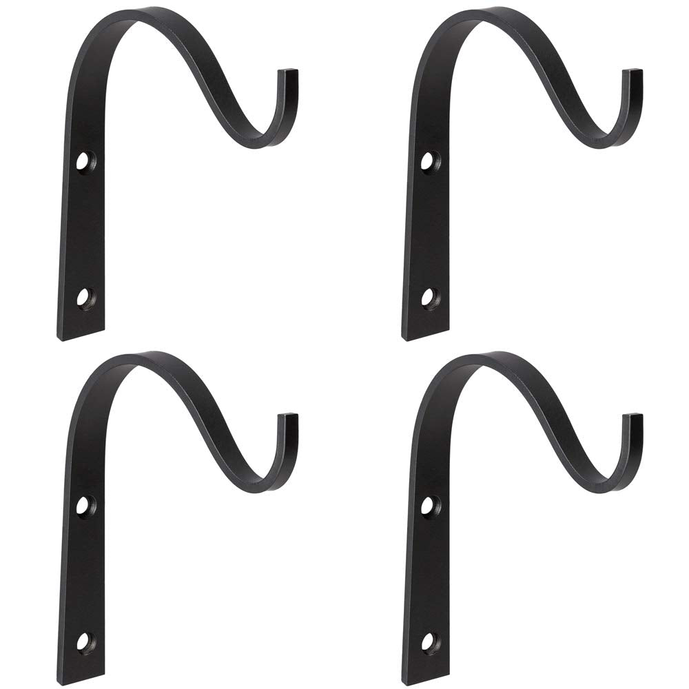 Mkono 4 Pack Iron Wall Hooks For Hanging Plant Lanterns, Plant Hanger Fence Metal Bracket For Bird Feeders, Wind Chimes, Mason J