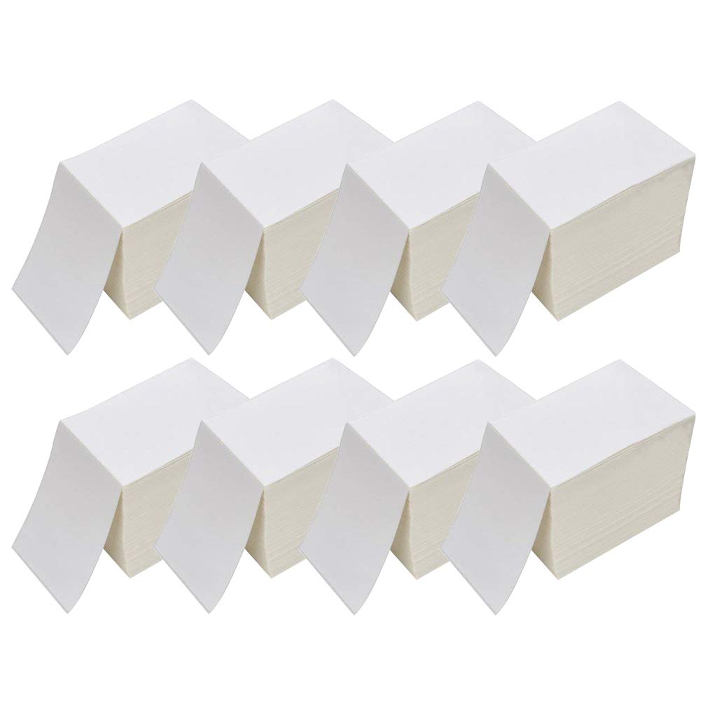 Ryhampaper 4' X 6' Fanfold Direct Thermal Labels - White Shipping Mailing Postage Labels, Perforated, Permanent Adhesive (8 St