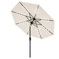 Garvee Patio Umbrella with Solar Lights, Outdoor Table Umbrella with 8 Durable Ribs, Tilt & Crank Mechanism, Waterproof & UV Pro